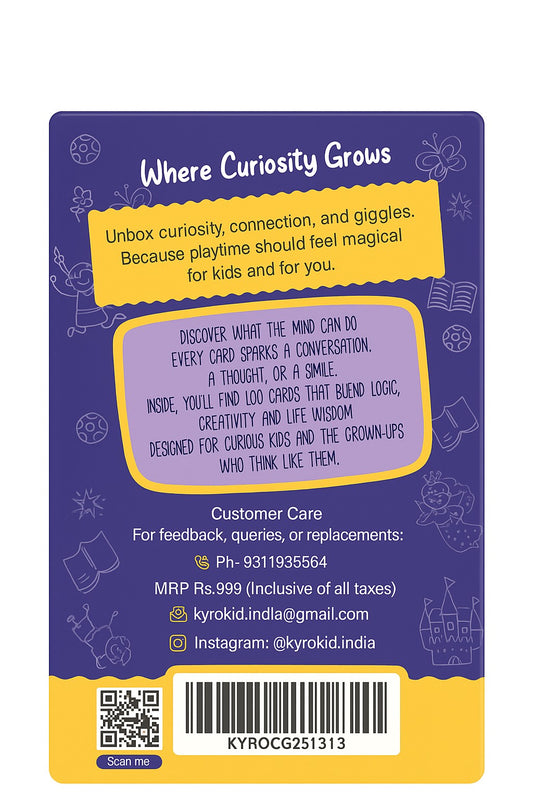 KYRO Kid Cards – 100 Spark Cards -Action, Wisdom, Brain Teasers & Tales Cards for Kids (Ages 5+)